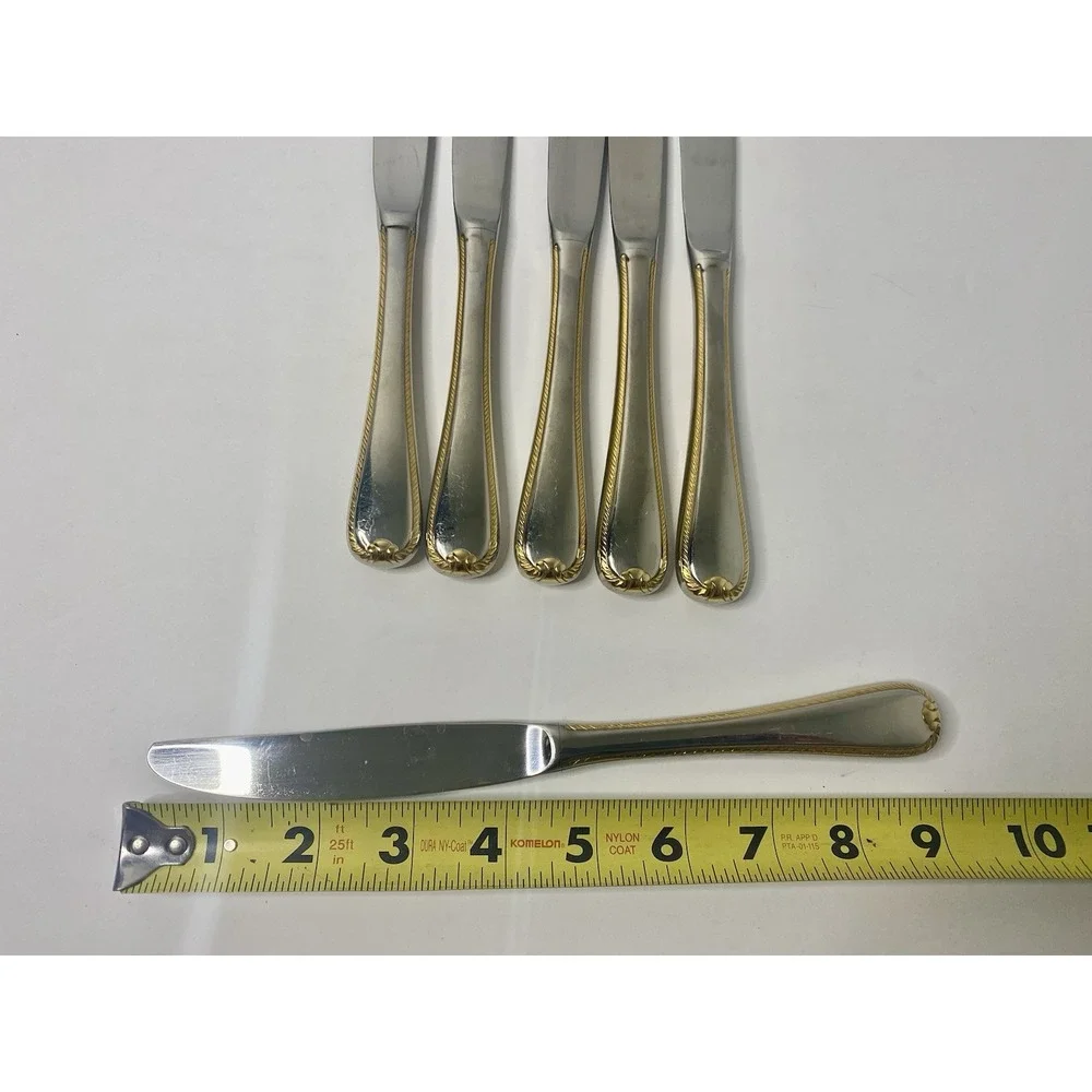Gorham Golden Ribbon Edge Pattern Stainless Dinner Knives Knife Ser Of 6